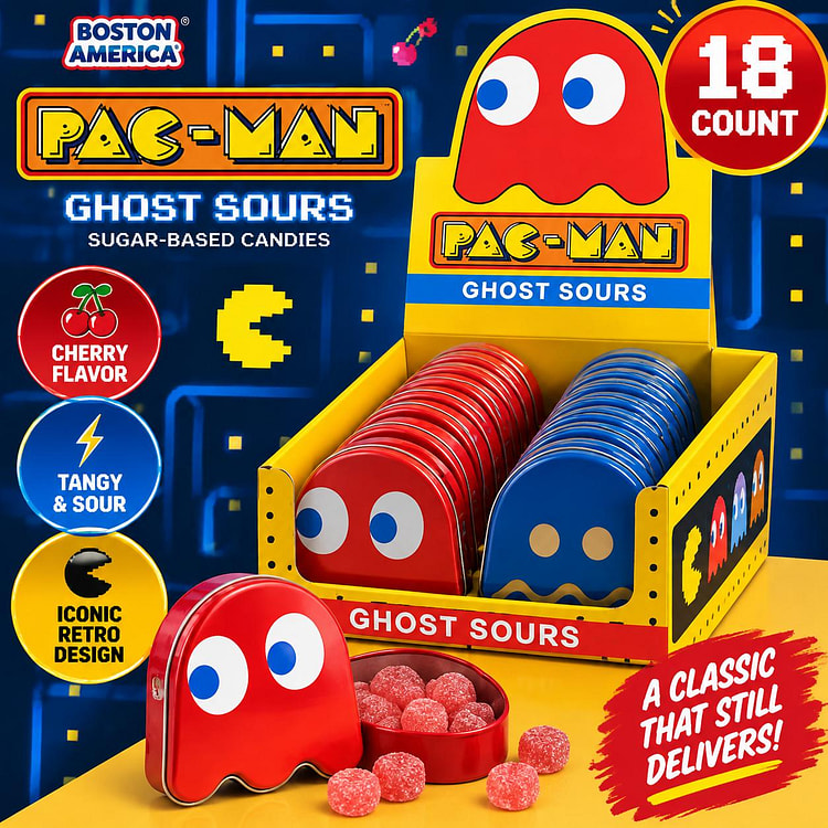 Boston America Pac Man Ghost Sours Candy 18 ct 1 each