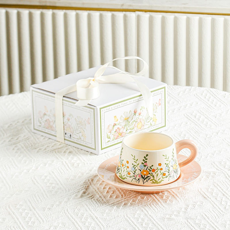 Vintage oil painting lily of the valley coffee cup and saucer set ceramic coffee 1 each