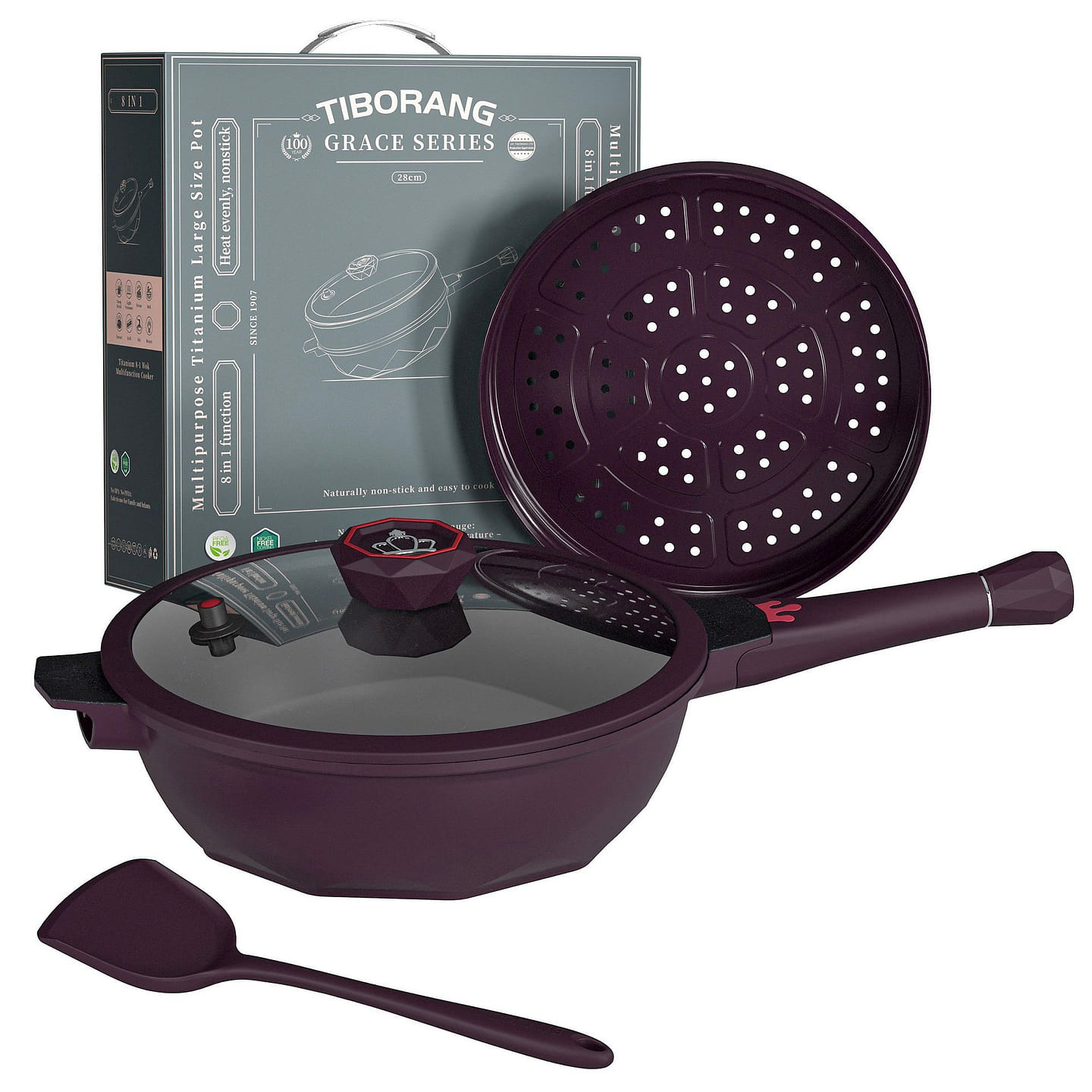 11 Inch Frying Pan with Lid, Nonstick Deep Frying Pan(Midnight Purple) 6.6 lb