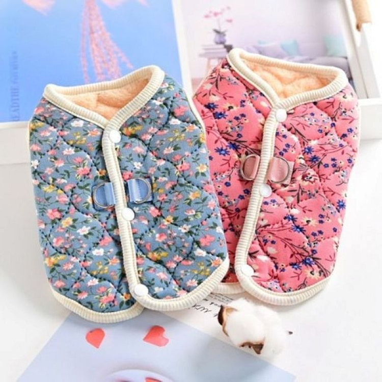 SNS Hot Item Pet Retro Floral Quilted Vest Pink L 1 count
