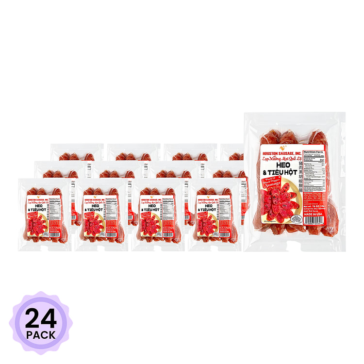 Lạp Xưởng Mai Quế Lộ Tiêu Hột Houston Sausage 16 oz*24 pack
