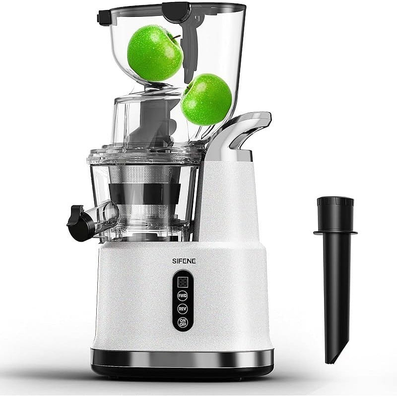 SIFENE 200W Cold Press Juicer Machine, 83mm Wide Mouth for Whole Fruit, White 1 count