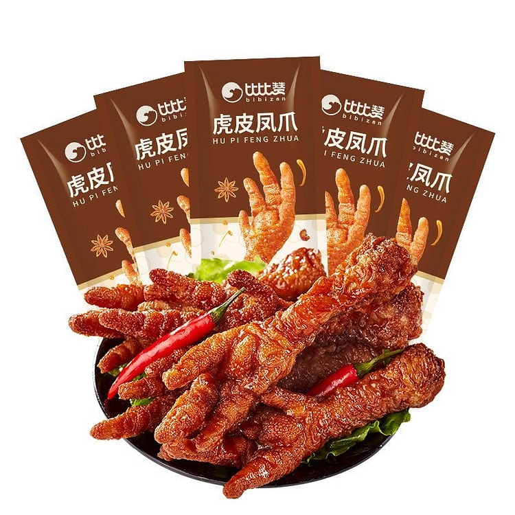 Bibizan Braised Tiger Skin Chicken Feet (5 packs) 1 each