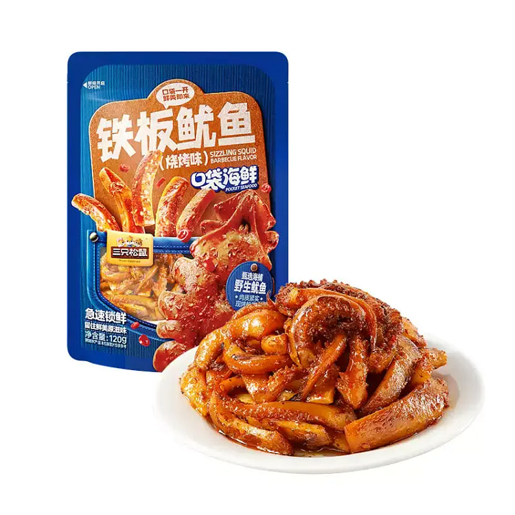 三只松鼠铁板鱿鱼烧烤味120g*1袋独立包装海味特 120 克