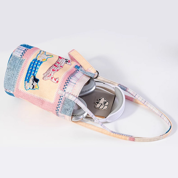 Bucket Canvas Bag Knitted Kitten F
