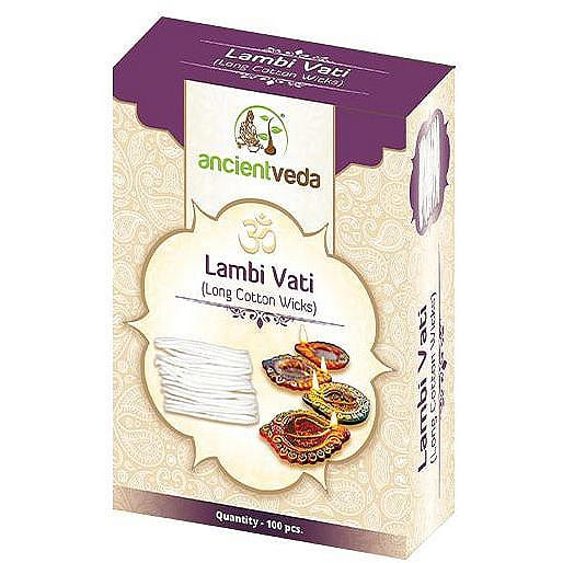 Ancient Veda Lambi Vati (Long Cotton Wicks), 1 oz box 100 each