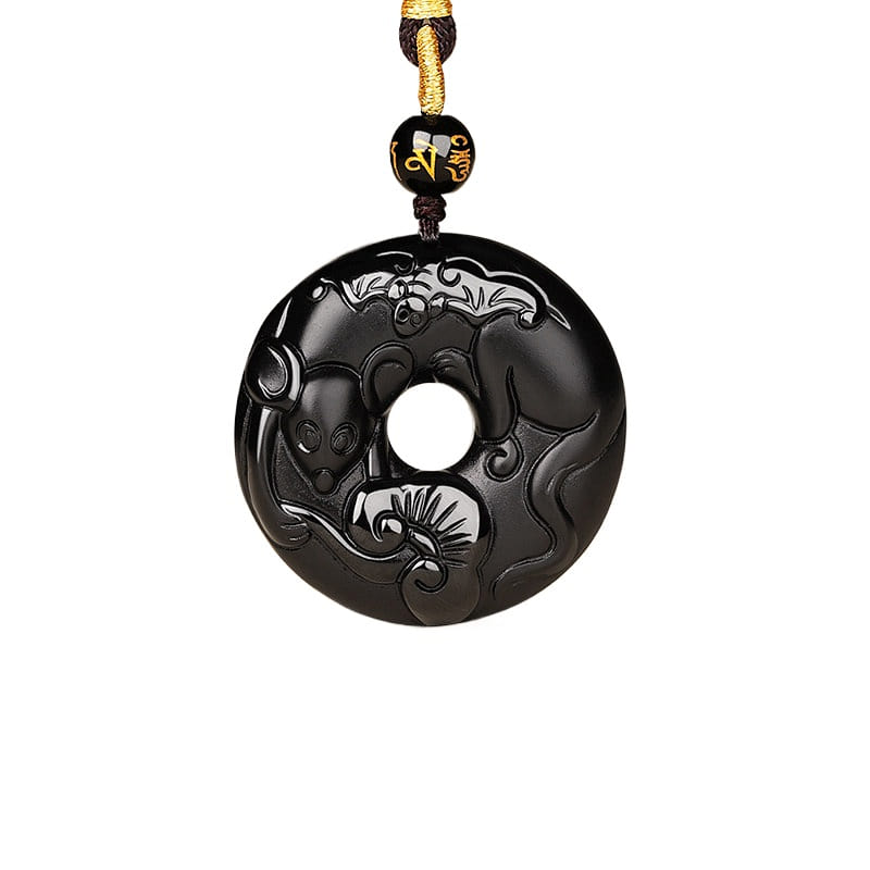8A Grade Obsidian Pendant Mouse 37.6 * 37.6mm 1 box