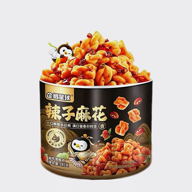 企鹅星球辣子麻花1罐装麻辣香酥解馋网红追剧 245 克