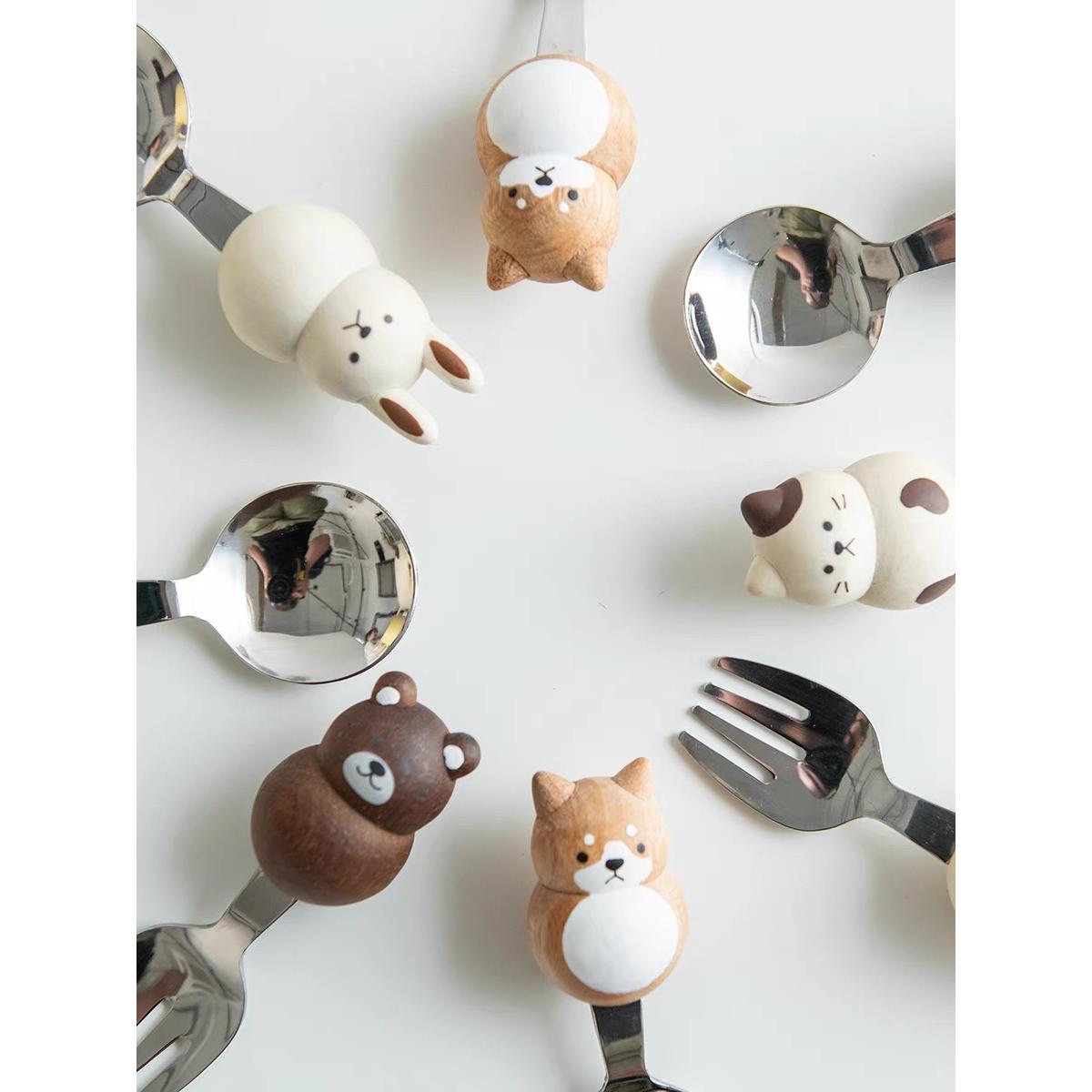 B賞SPOON & FORK TOBI & RYUKO Get Japan Plumpy Cutie Animal Spoon & Fork Set(Gift Box) Shiba