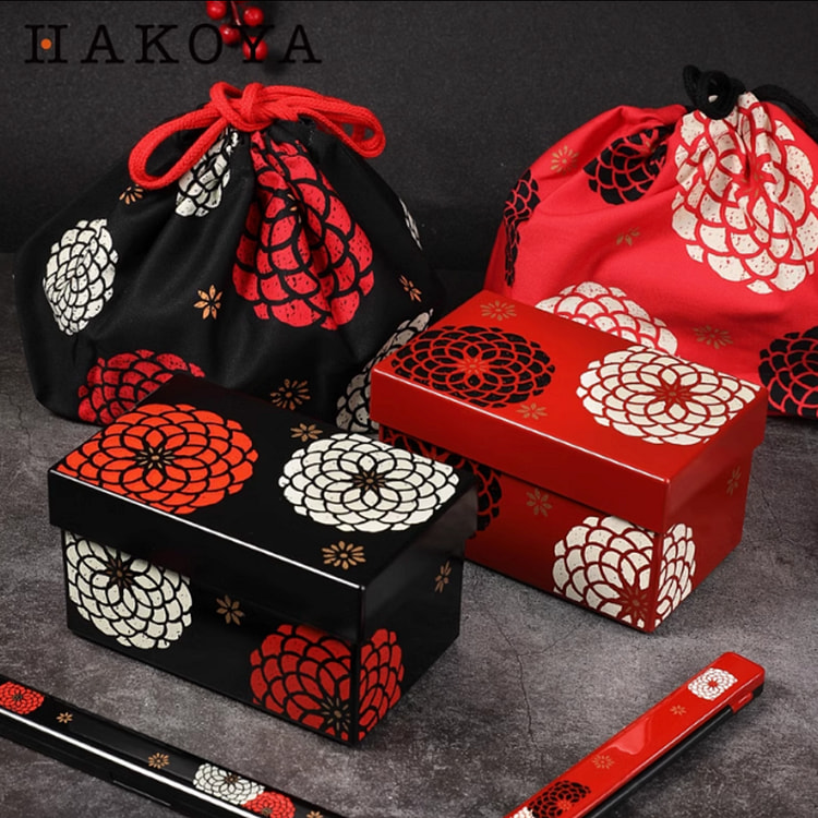 Hakoya日本饭盒高颜值双层野餐水果便当盒-黑色