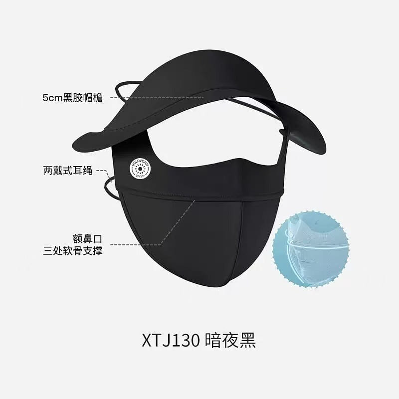 Sunscreen face mask made of ice silk balck 1 each