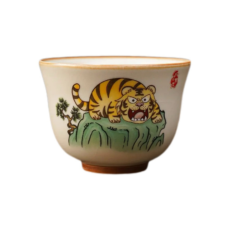 Ru Kiln Teacup High-end ceramic tea cup  - Tiger 1 count