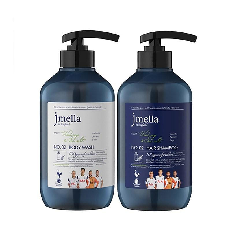 JMELLA In England Set Wood Sage #02 Hair Shampoo 500ml + Body Wash 500ml Set 2 bottle