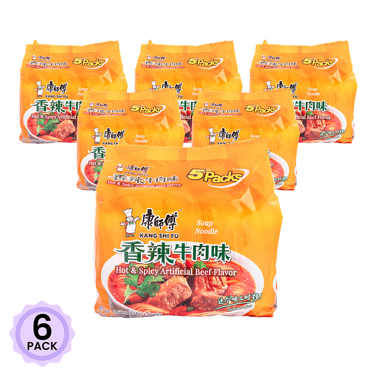 康师傅 方便面 香辣牛肉味 5包 520 克*6 包