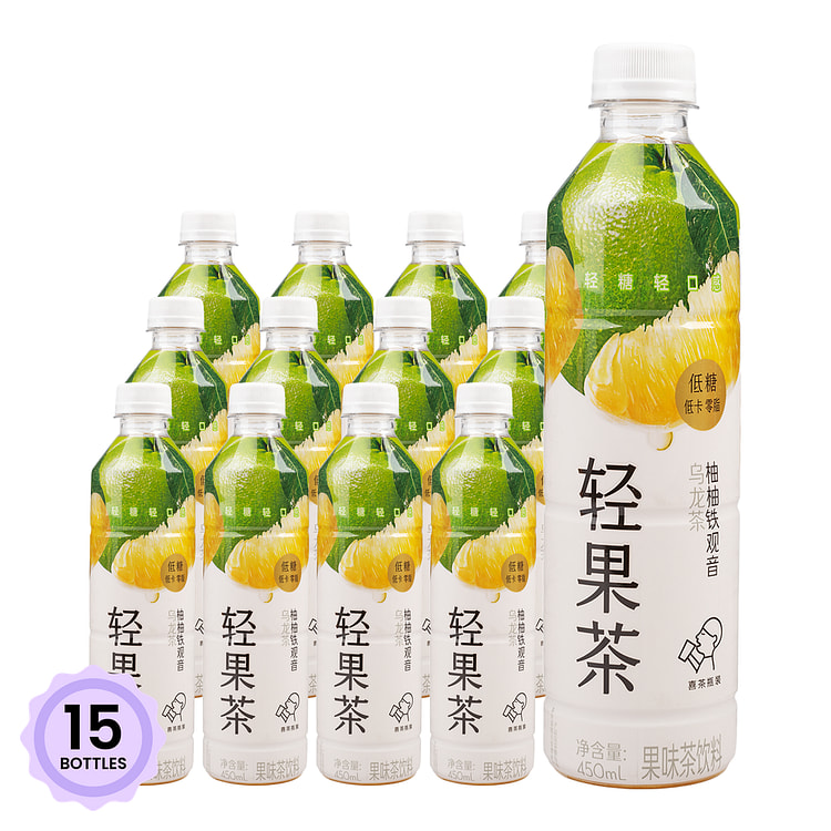喜茶 轻果茶 柚柚铁观音乌龙茶果味茶饮料 450 毫升*15 瓶