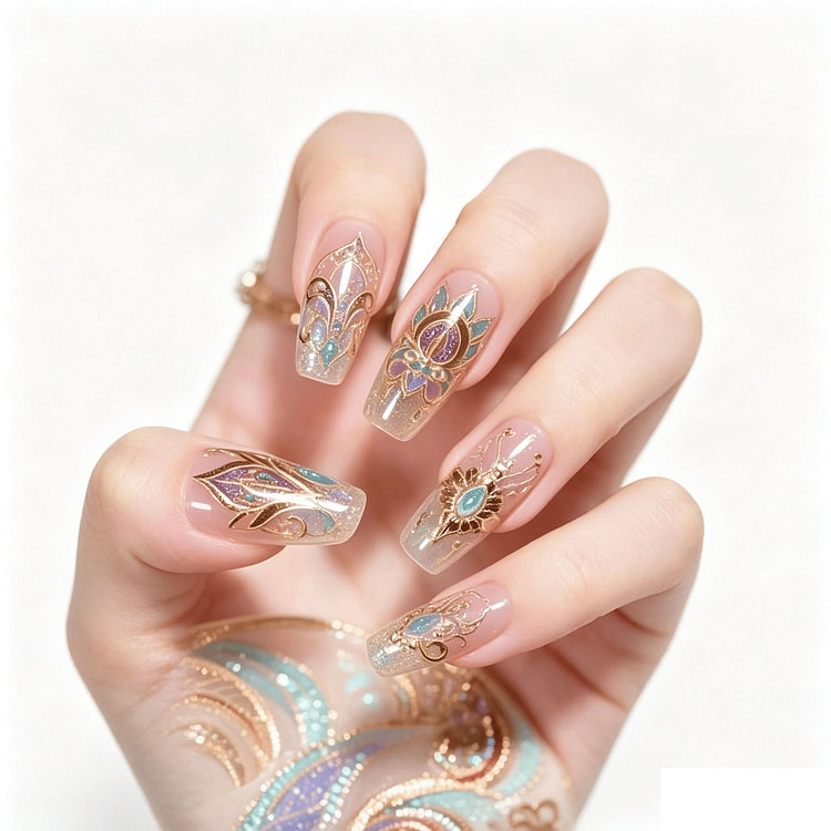 Manicure Stickers -  Painted Armor Flower 1 count