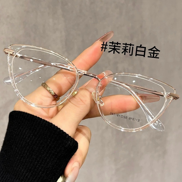 复古猫眼近视眼镜超轻平光0度数装饰眼镜架