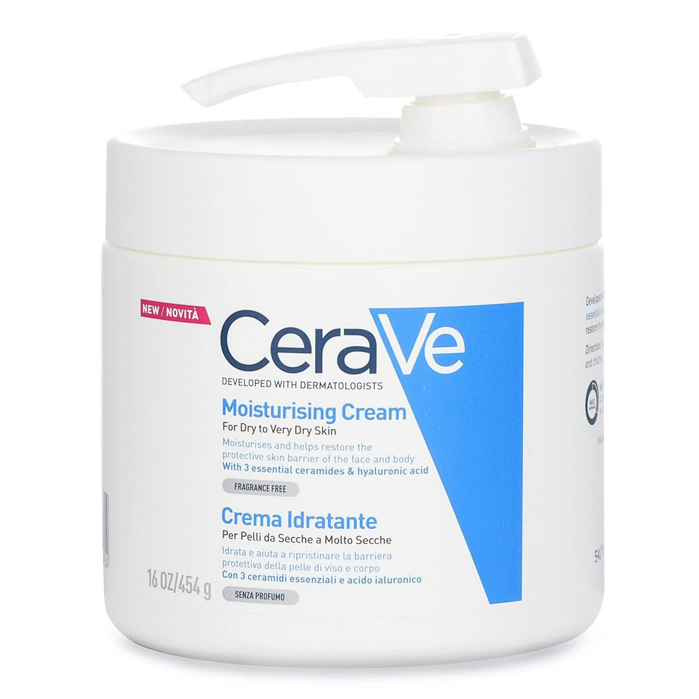 CeraVe Moisturising Cream For Dry to Very Dry Skin (With Pump) 454g/16oz 454 グラム