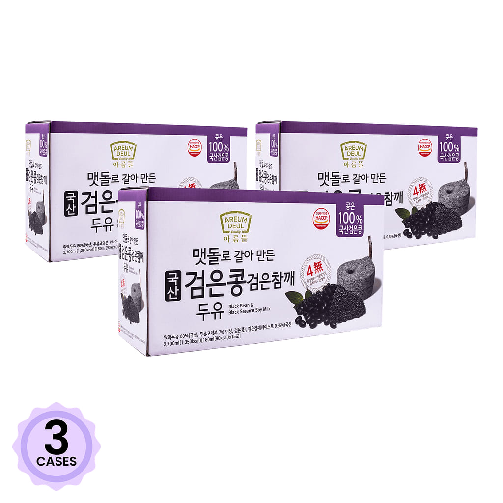 Areum Deul Black Bean and Black Sesame Soy Milk 180 ml*15 pack*3 case