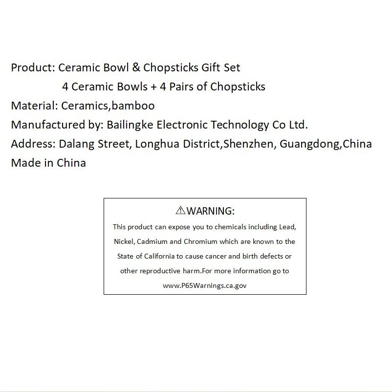 Chinese ceramic bowl & bamboo chopstick gift box 1 each - Weee!