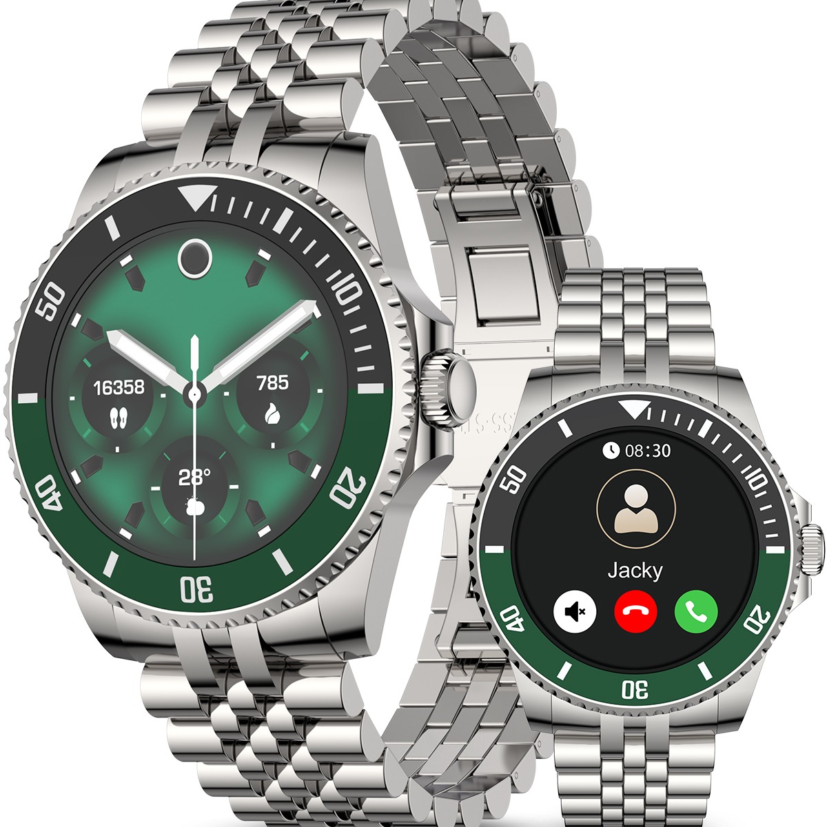 AI Smart Watch for Men Women,Silver Green--H66M 1 count