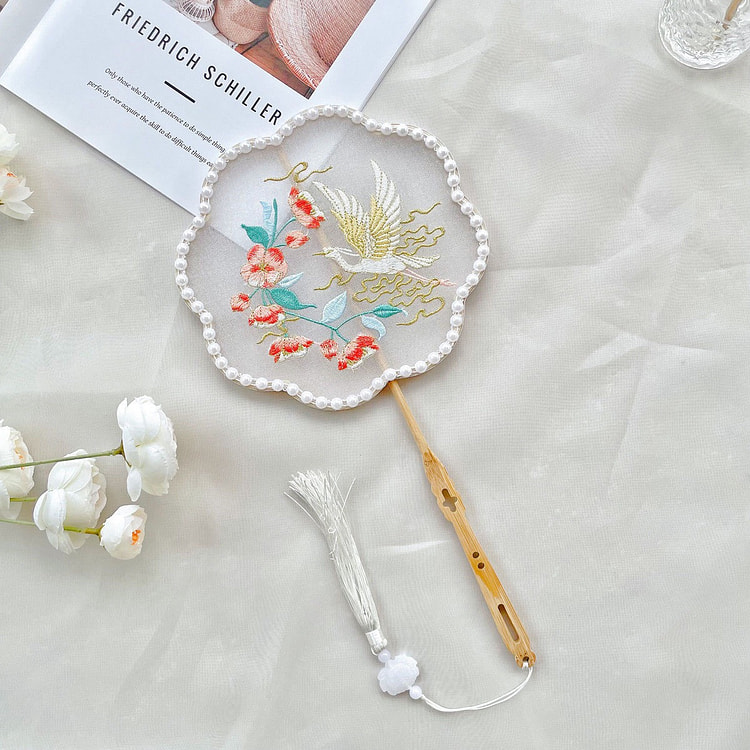 古风团扇宫扇古典刺绣扇子中国风长短柄圆异形扇绣花汉 100 克 (min 2)