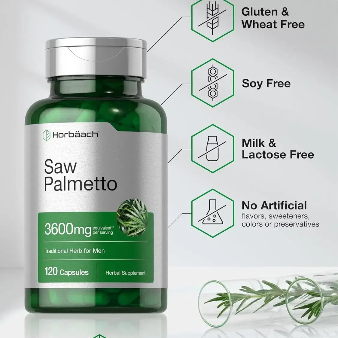 Horbaach Saw Palmetto Extract Capsules – 120 Coun 1 bottle