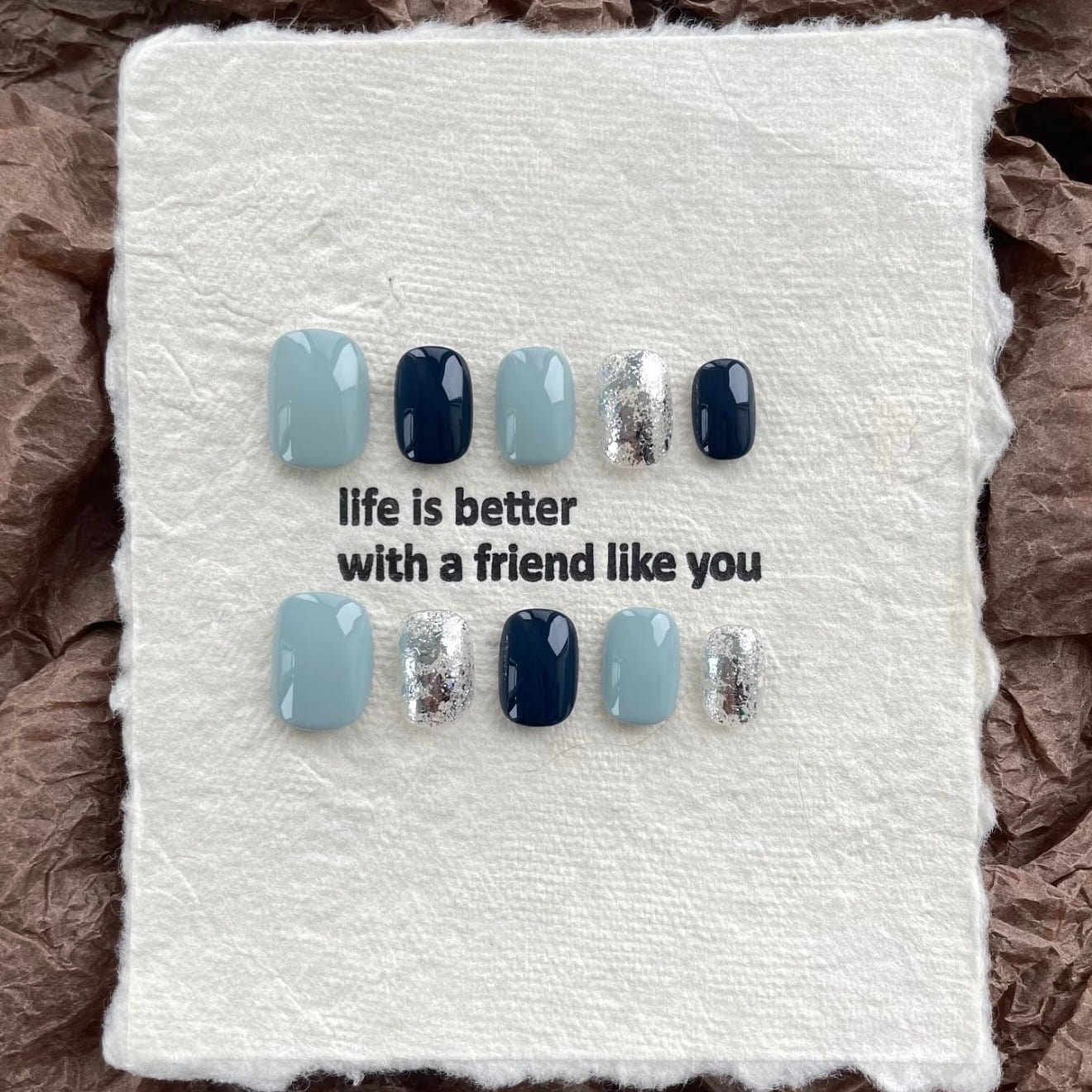 Handmade Nordic Minimalist Cool Tone Press-On Nail 1 count