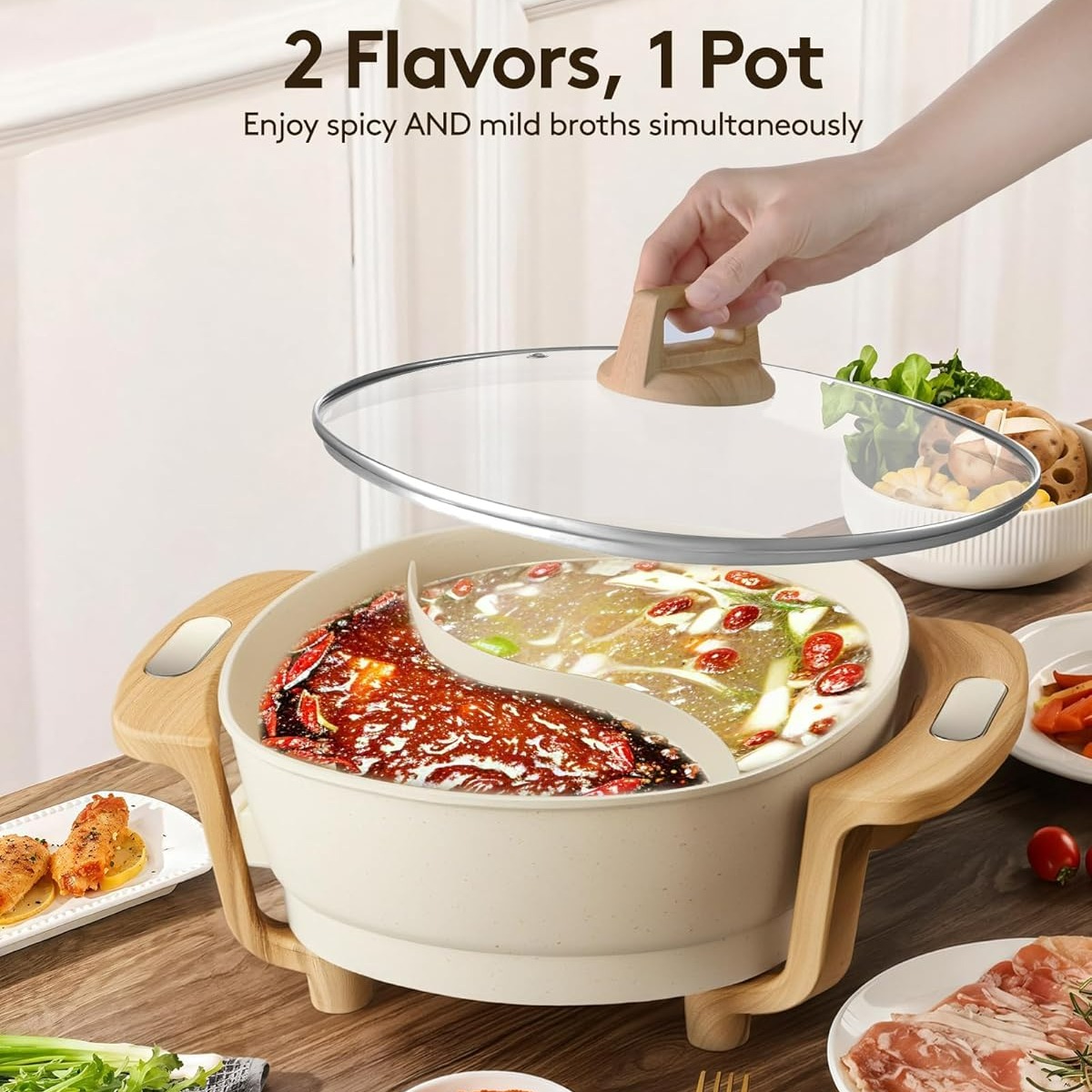 Get Electric Hot Pot with Divider 6L Dual-Sided Pot.. 1 each