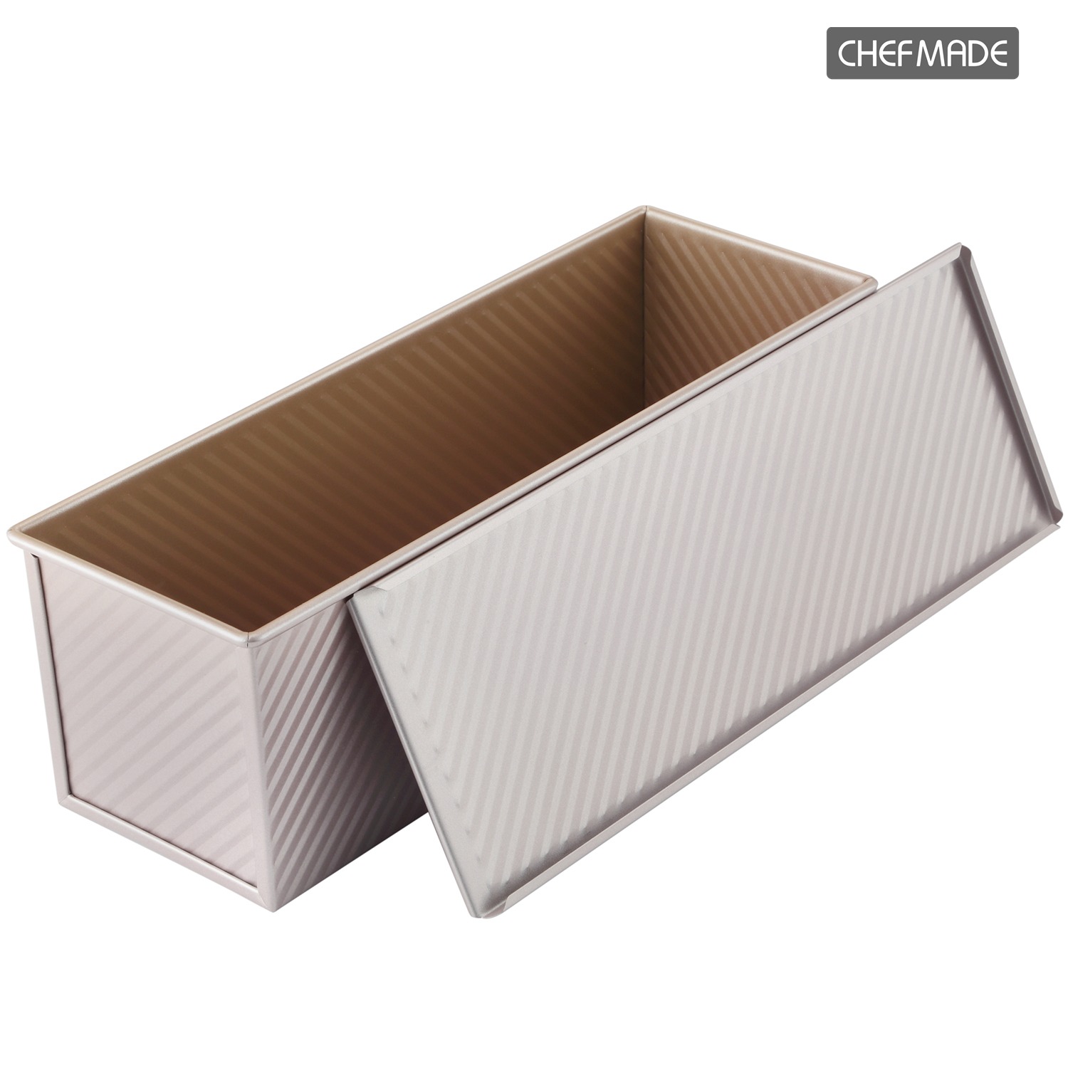 CHEFMADE Commercial Pullman Loaf Pan with Lid, 2.6Lb Dough Capacity Toast Box 1 each