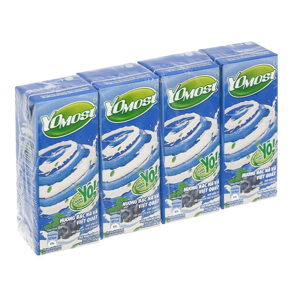 [YOMOST] Yogurt Drink Mint & Blueberry Flavor- 4 x 170 ml
