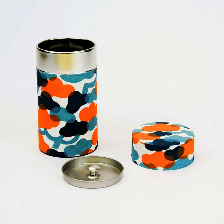 Fuwa Market [Tea Tin] Pine Pattern(Orange) 1 each