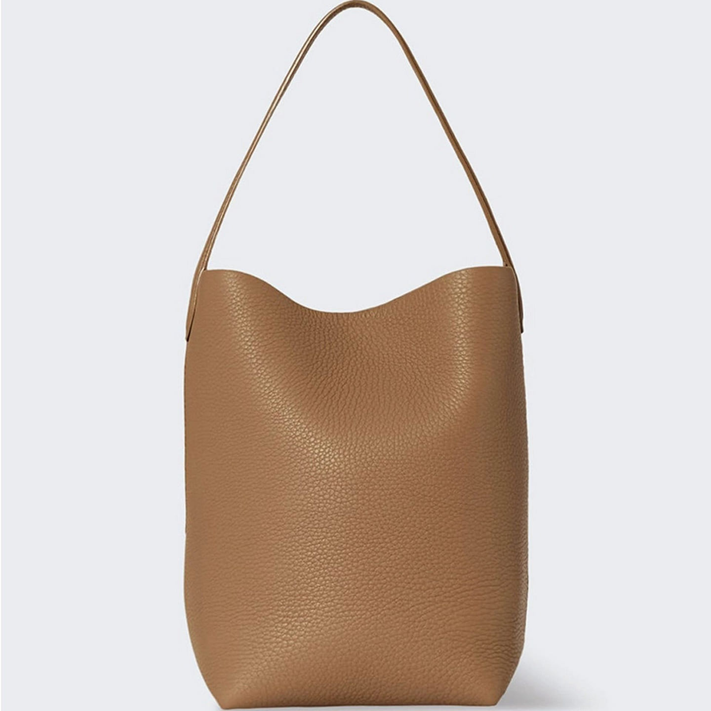 Vertical Large Genuine Leather Soft Tote Brown 1 each
