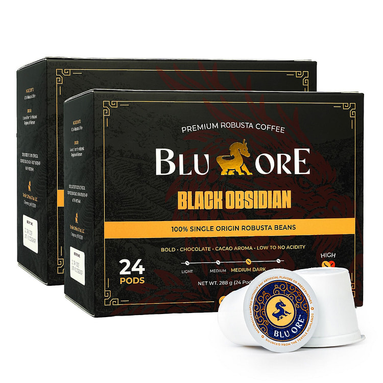 Blu Ore Black Obsidian Robusta Coffee K-Cup 24 count*2 boxes