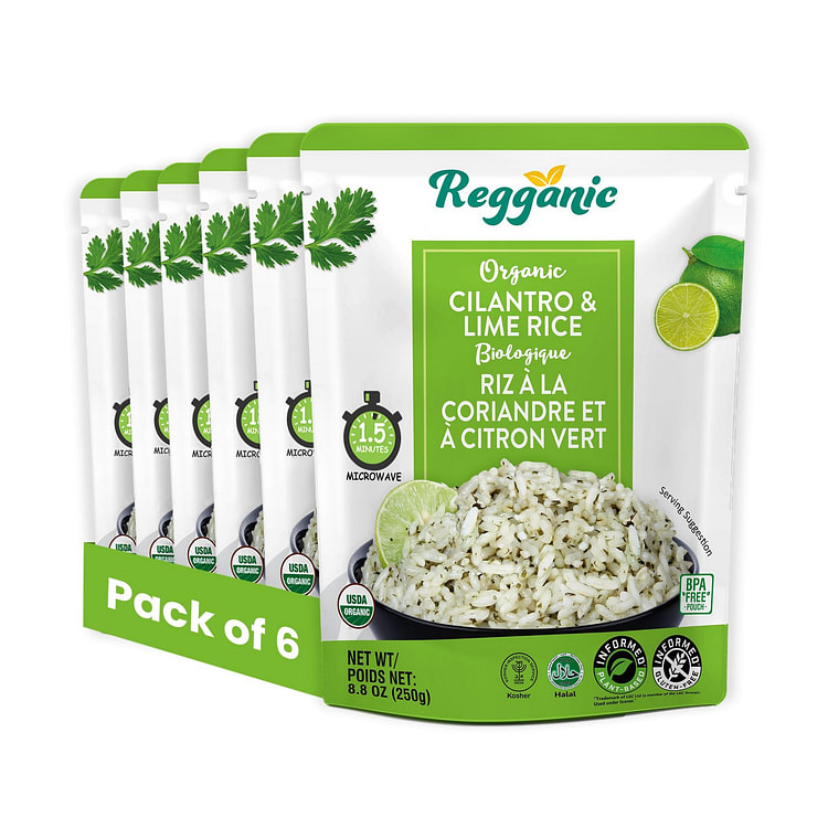Regganic Organic Cilantro & Lime Rice, Pack of 6 8.8 oz