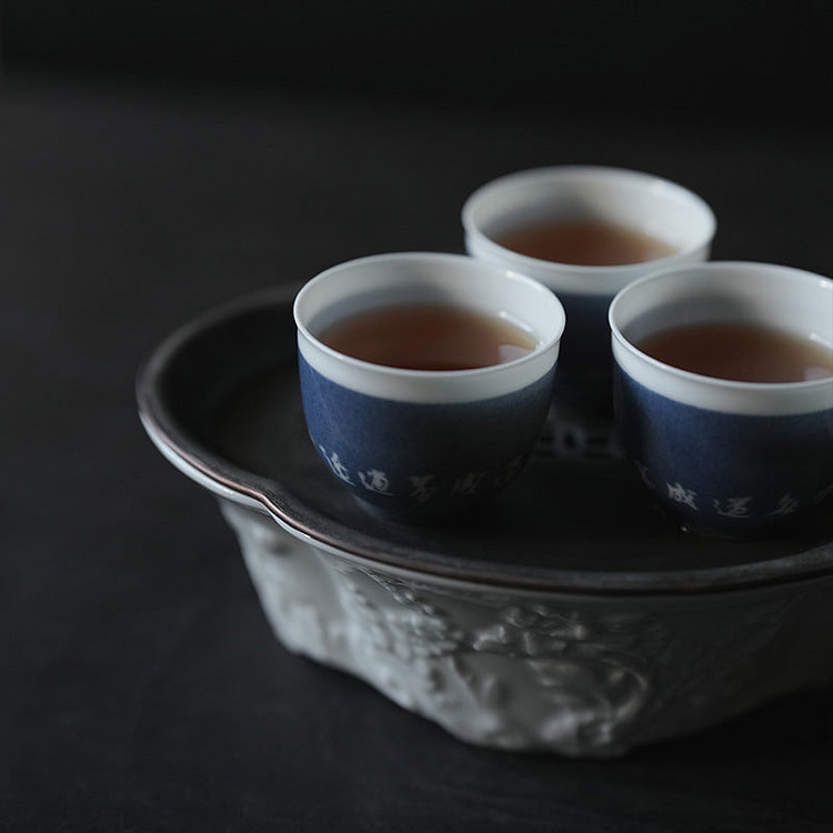 Jingdezhen Powder Blue Script Teacup 1 count