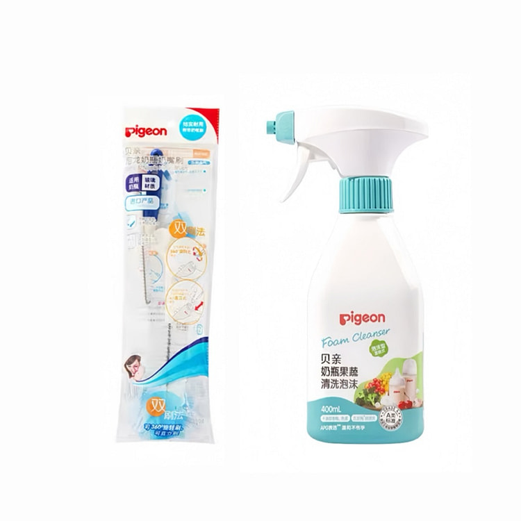 奶瓶果蔬清洁泡沫剂400ml+奶瓶奶嘴尼龙清洁刷 1 个
