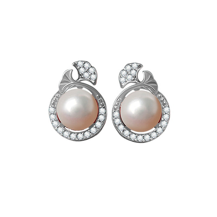 宫里上新 珍珠耳钉淡水珍珠耳环 银色 12*9mm 1 盒