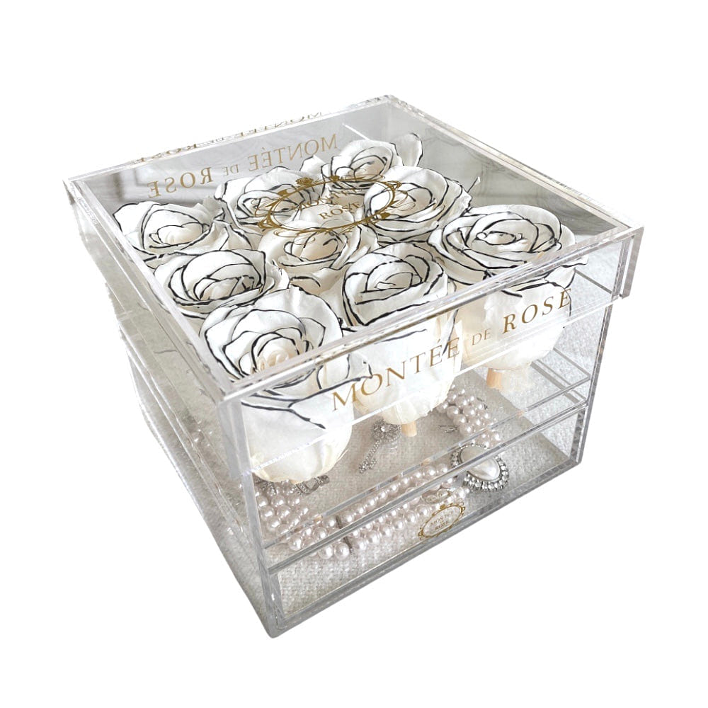 Medium acrylic jewelry box with drawers Pure White 1 each