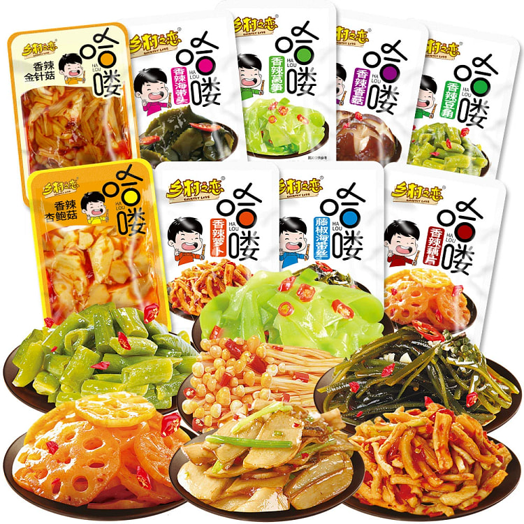 乡村之恋即食零食下酒菜配菜九款混合约22包