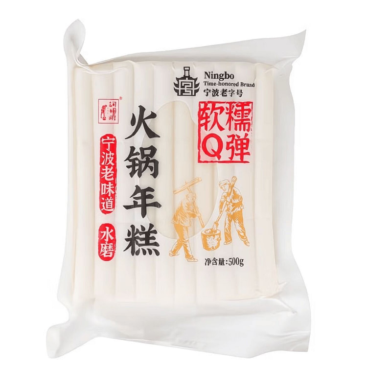 Hemudu Water-Milled Rice Cakes for Hot Pot 500g 1 pack