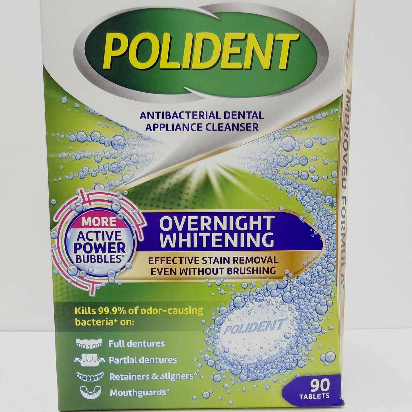 Polident Overnight Whitening Denture Cleanser 90ct 1 each