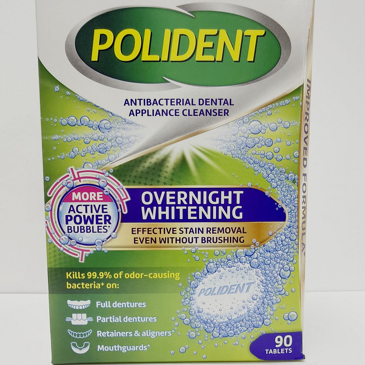 Polident 过夜亮白假牙牙套清洁片 90 片 1 份