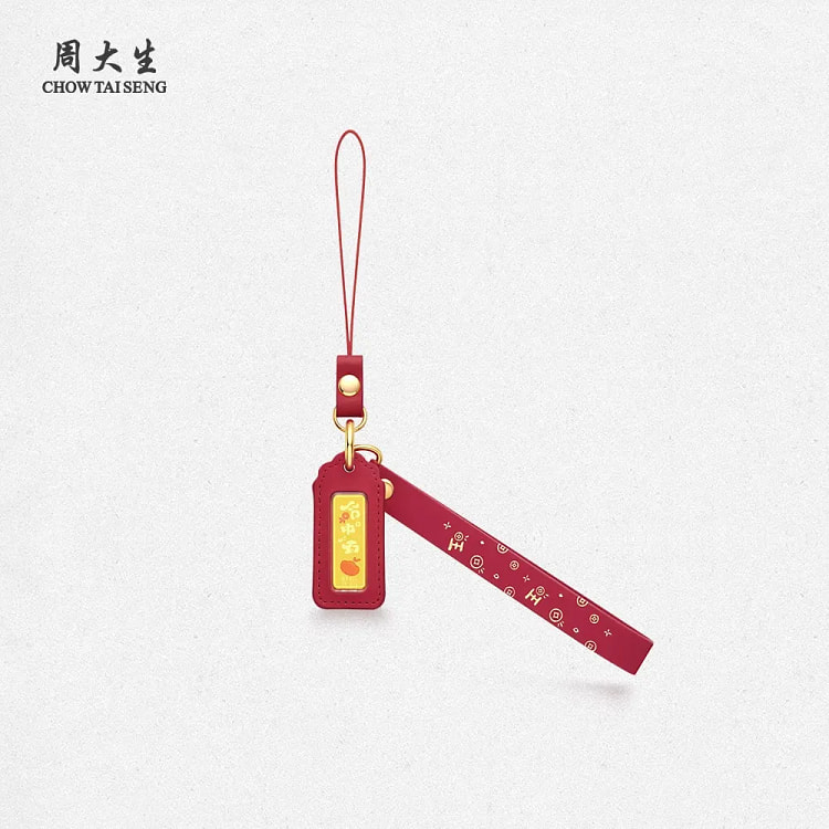 周大生足金钥匙扣红色【命中有钱】