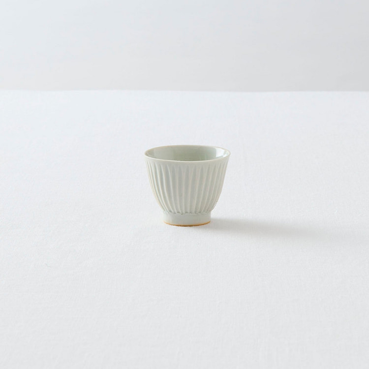 煎茶堂 白色竖纹茶杯 1只