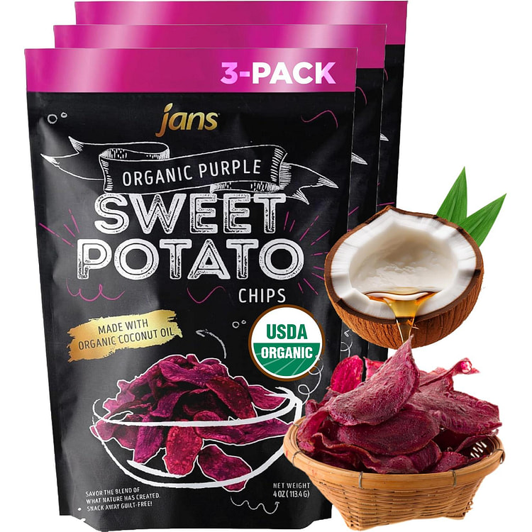 Jans Sweet Potato Chips Purple 4oz Pack of 3 4 oz*3 pack