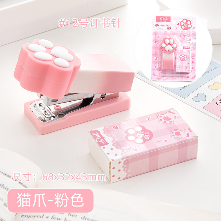 Mini Cat Paw Stapler Portable Labor-Saving Pink 1 each