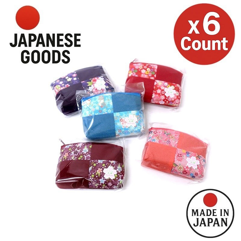 Chirimen Yuzen Checkered Pouch Made in Japan 1 bunch