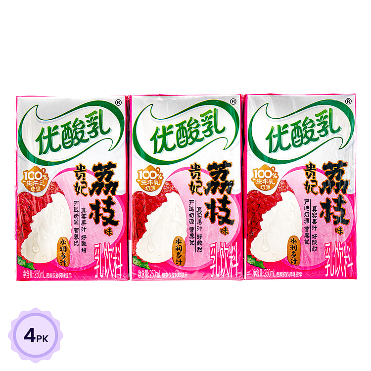 [4个入] 伊利 优酸乳 乳饮料贵妃荔枝味 250 毫升*6 盒