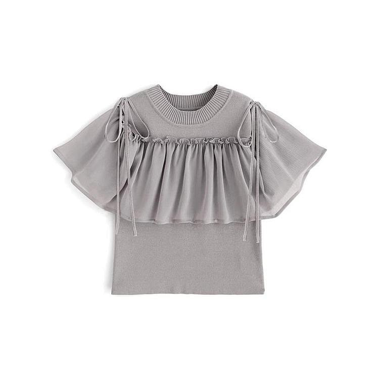GRL 2Way Knit Top Gray L